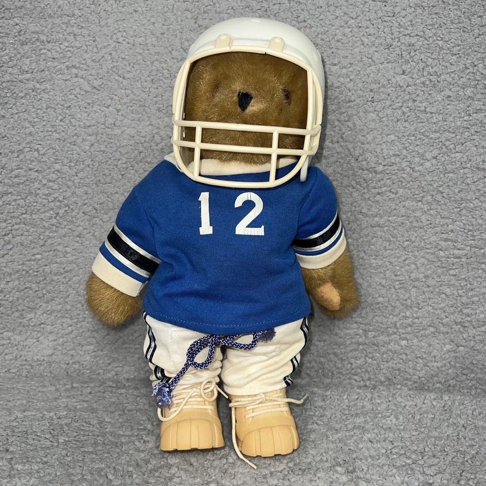 VTG Jerry Elsner 12" Plush‎ All Star #12 Football Jersey Helmet Teddy Bear 90s